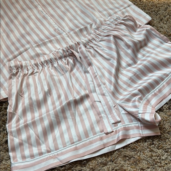 Striped Pink and White Women's Pajama Set - Picture 2 of 5